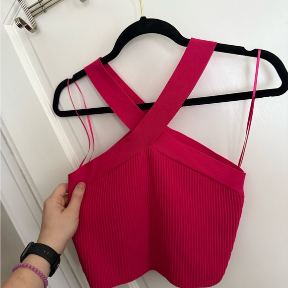 Dreamers by Debut Ribbed Cross-Strap Crop Top - Picture 4 of 7